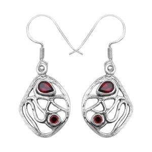 Natural Garnet Silver Earrings