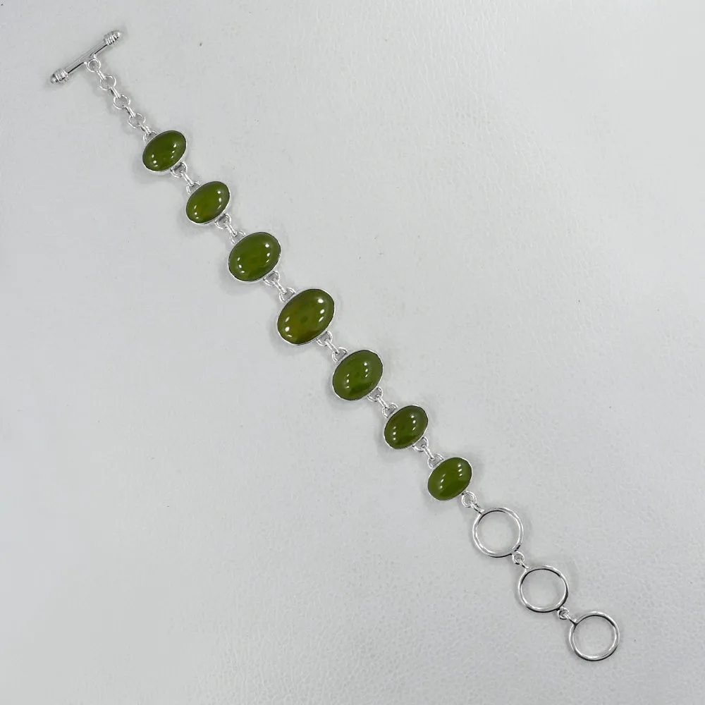 Natural Idocrase 925 Silver Bracelet