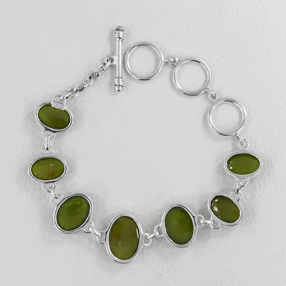Natural Idocrase 925 Silver Bracelet
