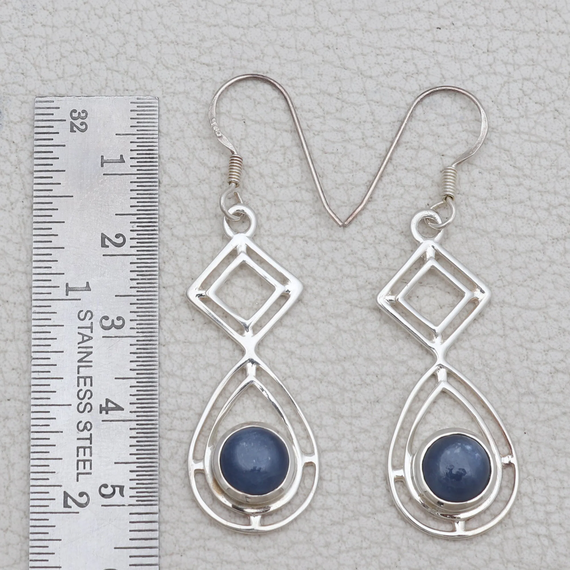 Natural Kyanite Silver Earrings