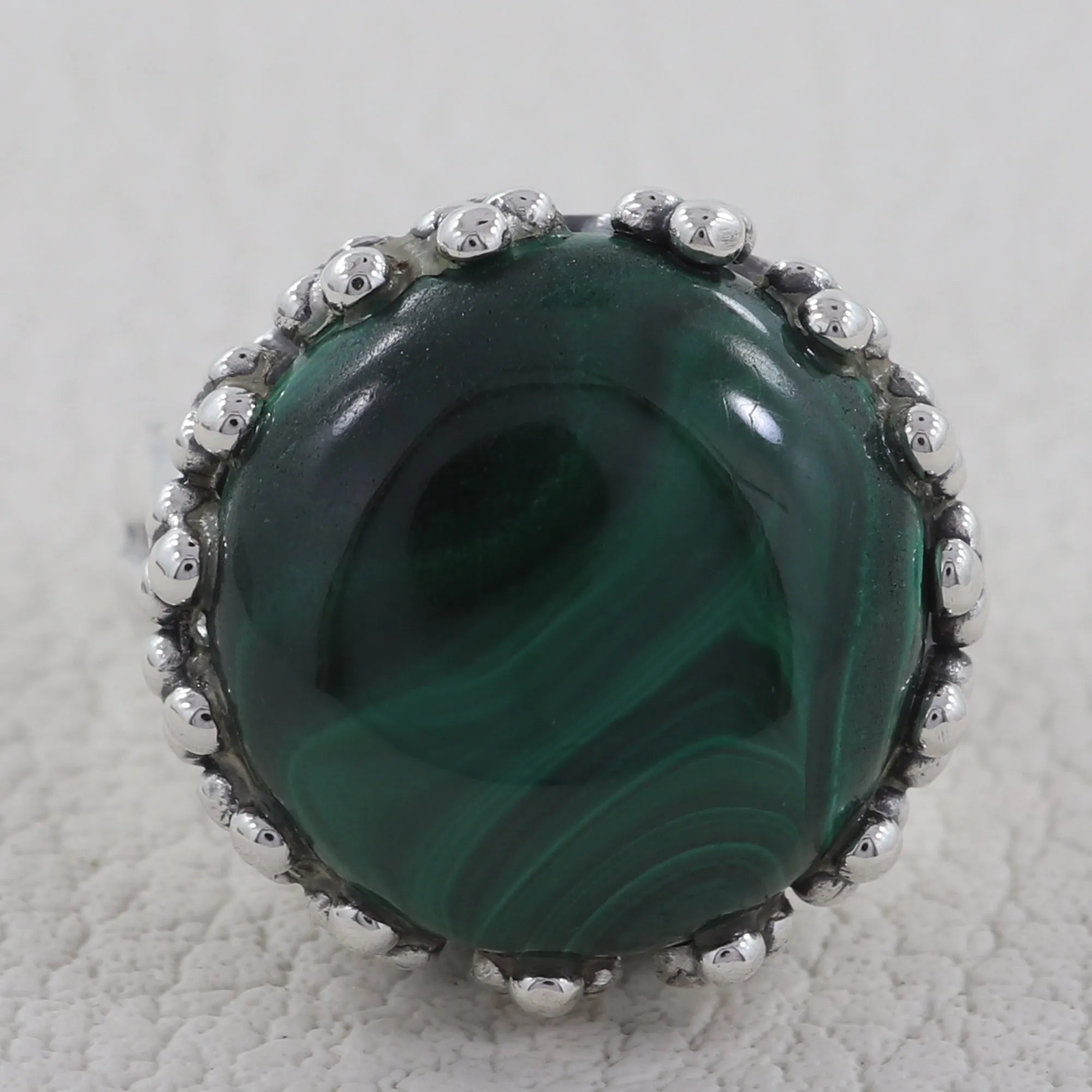 Natural Malachite Silver Ring