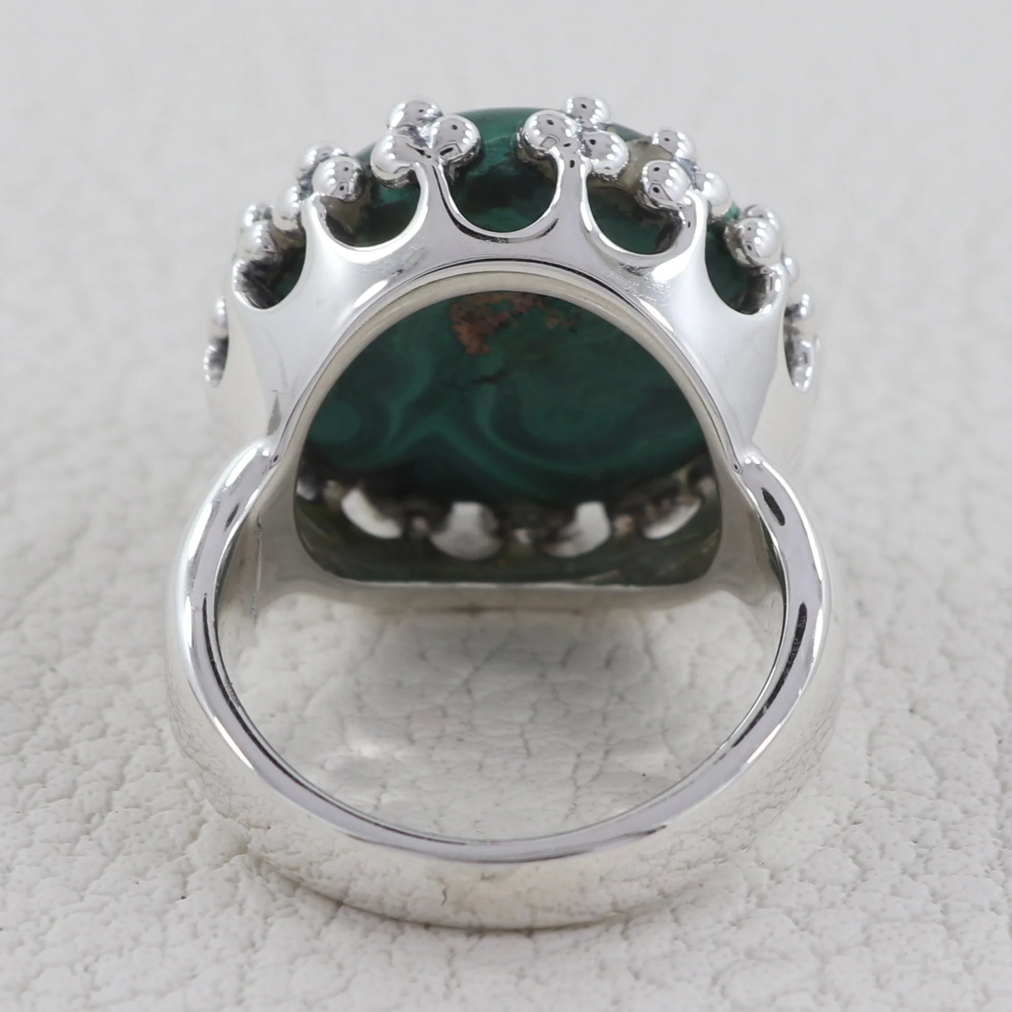 Natural Malachite Silver Ring