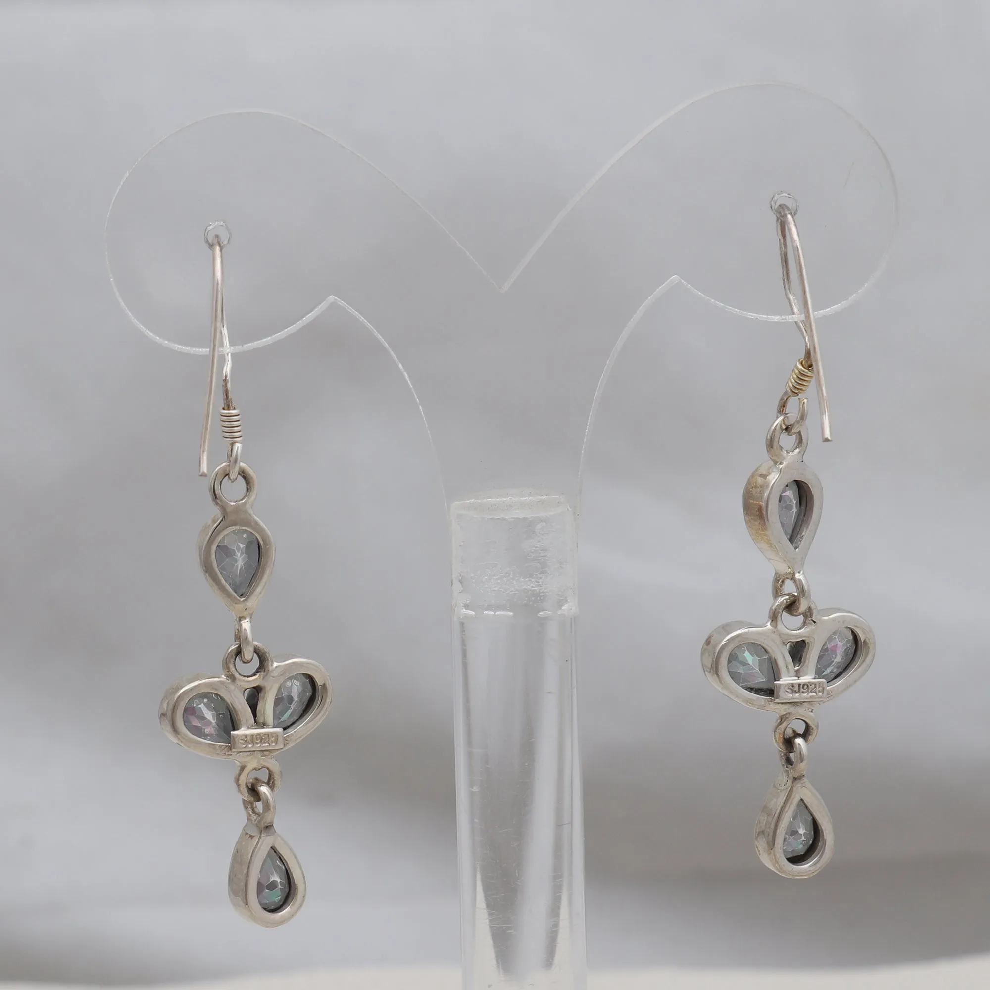 Natural Mystic Quartz Silver Earrings