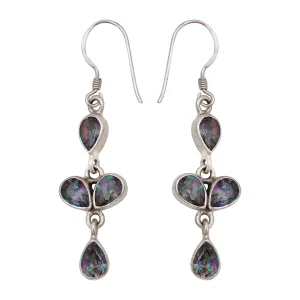 Natural Mystic Quartz Silver Earrings