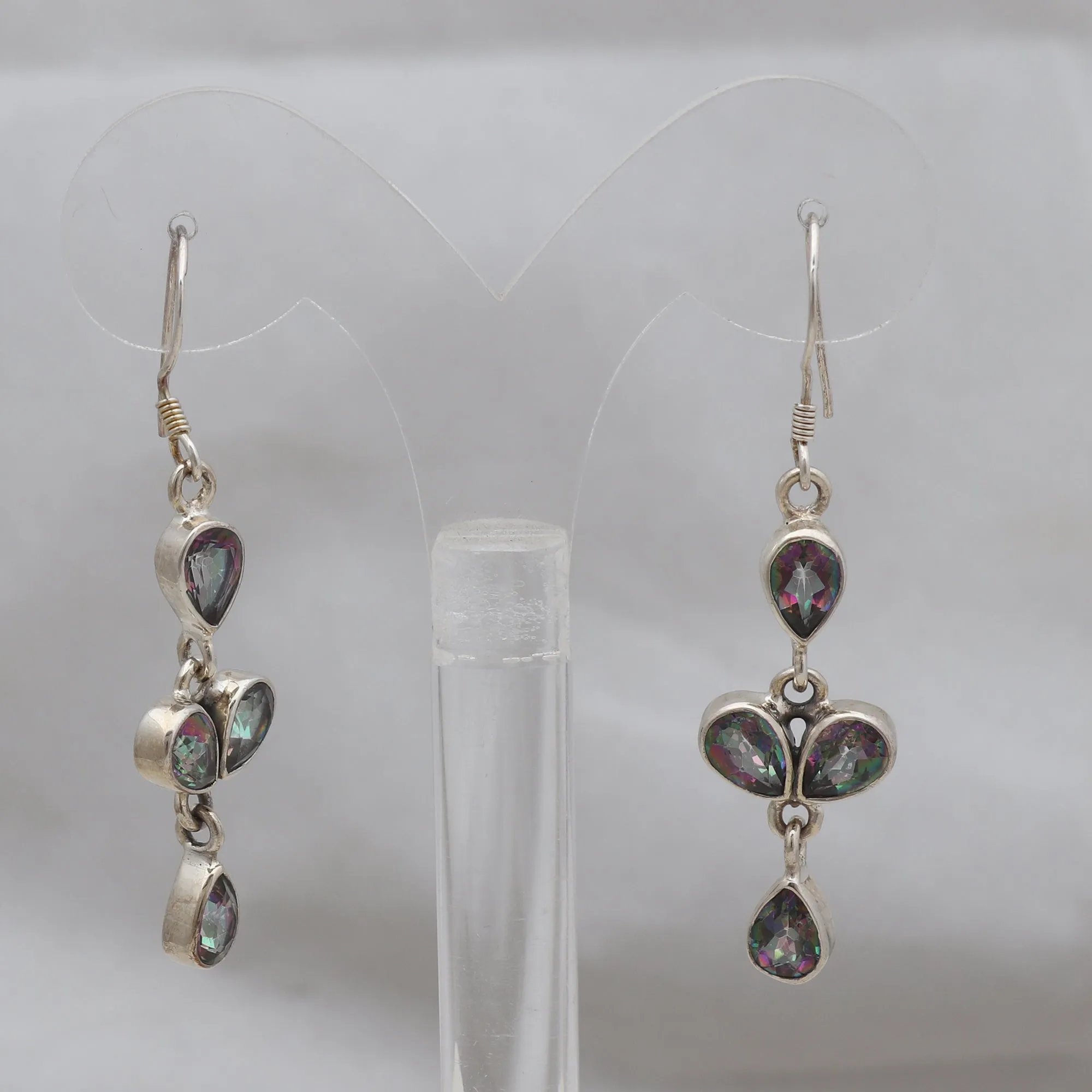 Natural Mystic Quartz Silver Earrings