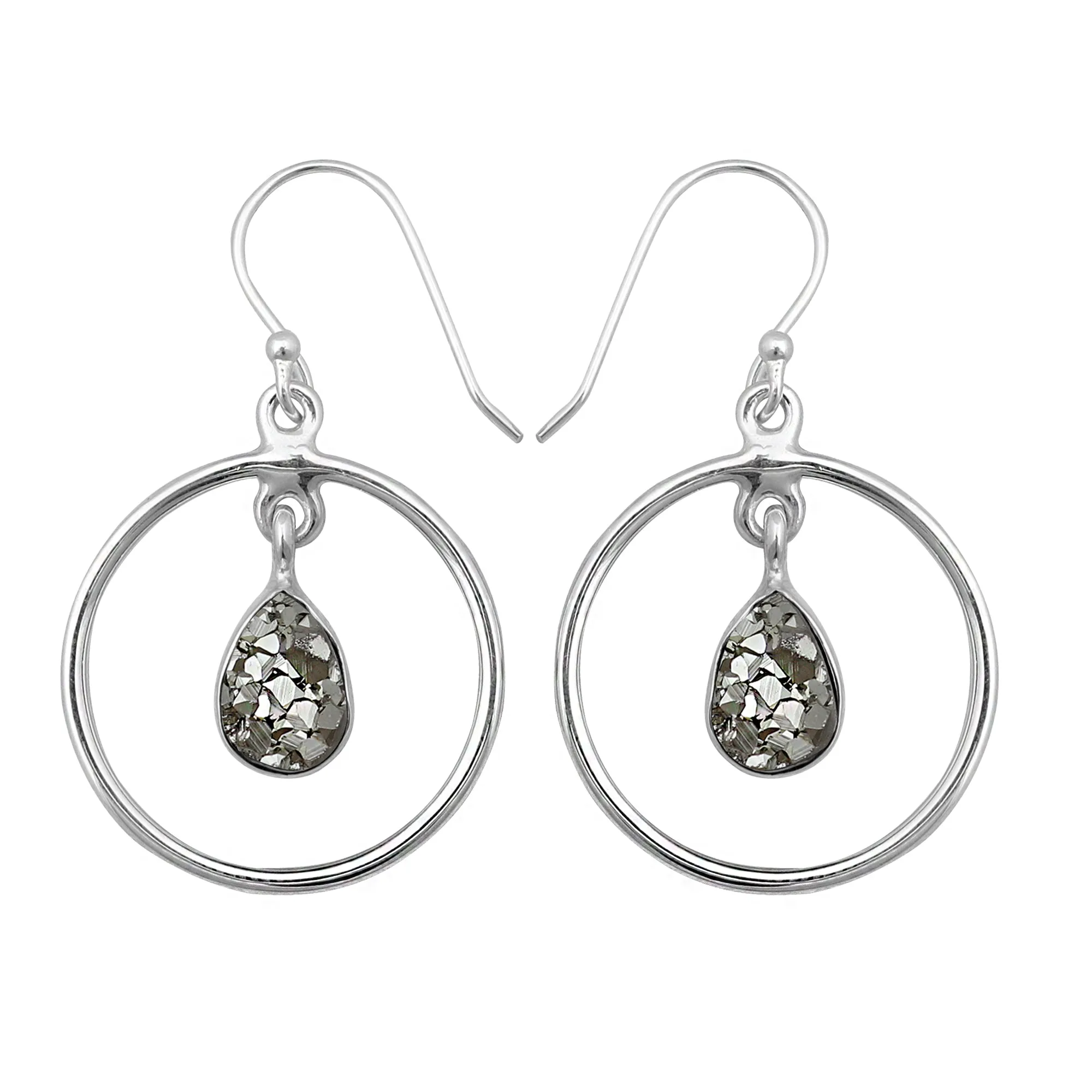 Natural Pyrite Silver Earrings