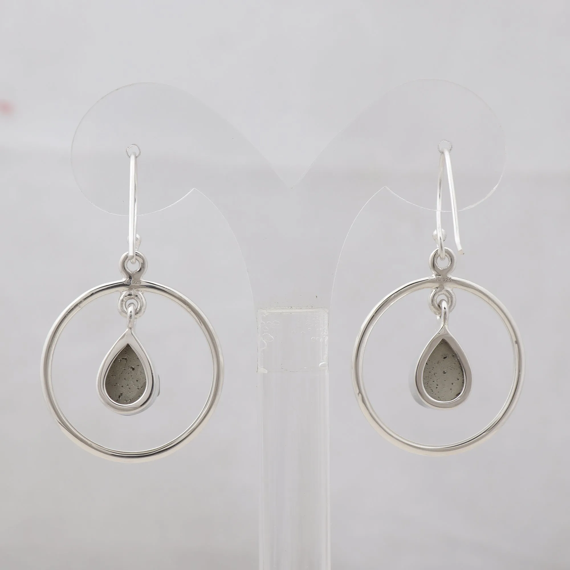 Natural Pyrite Silver Earrings