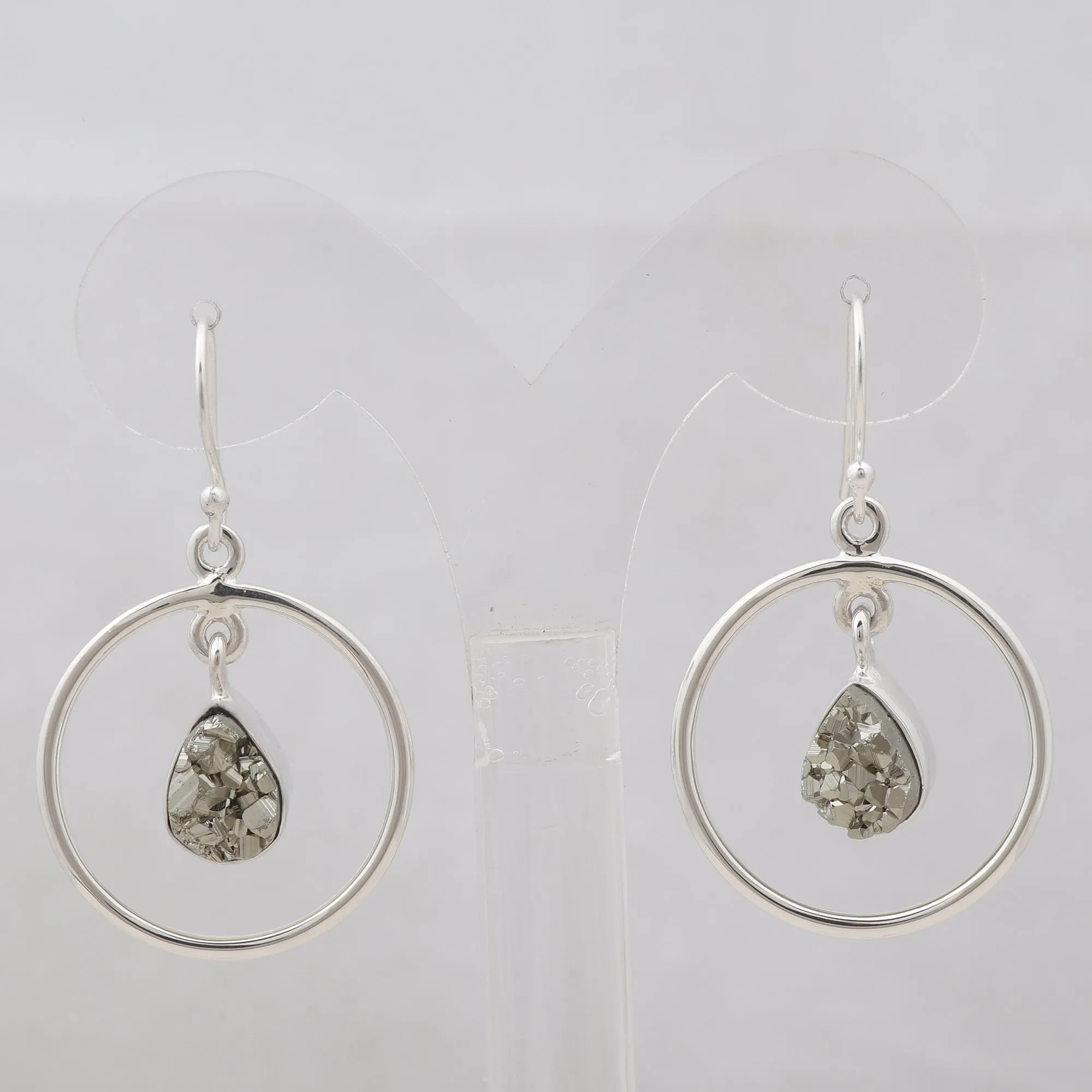 Natural Pyrite Silver Earrings