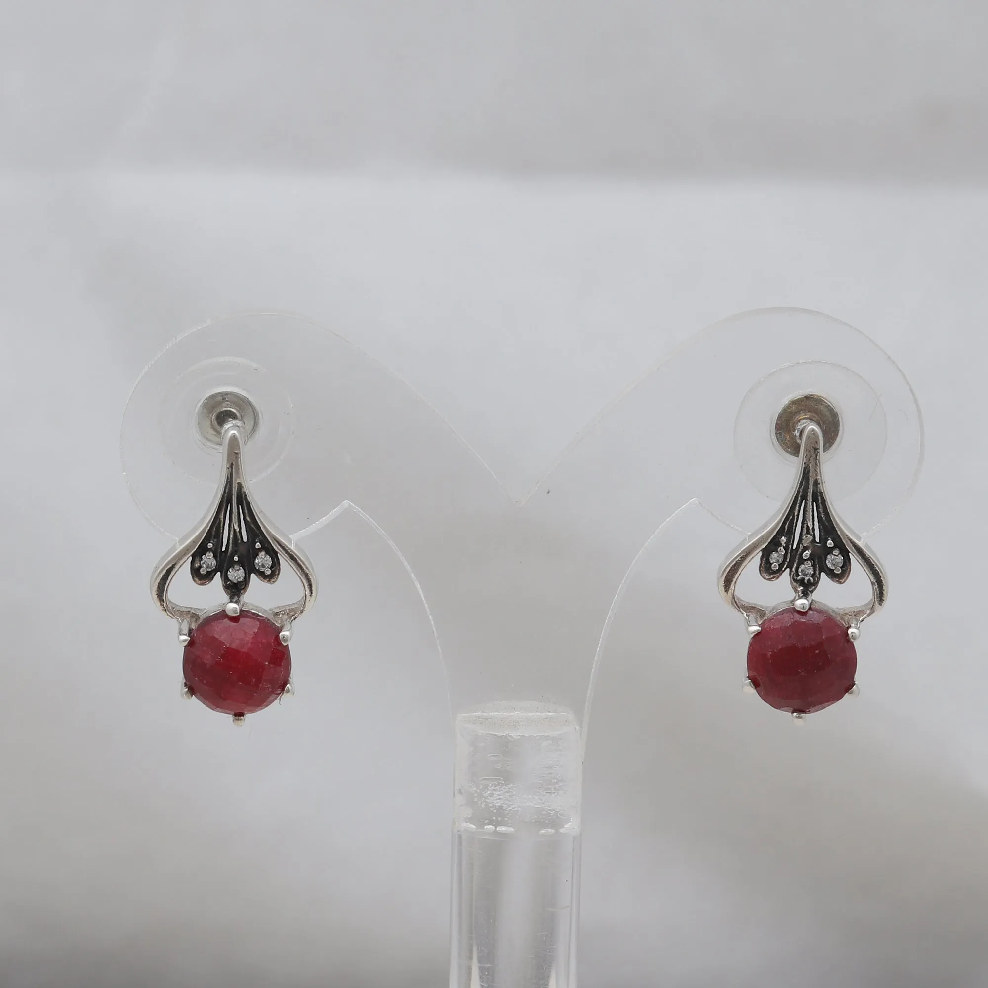 Natural Red Jasper Coral Silver Stud's