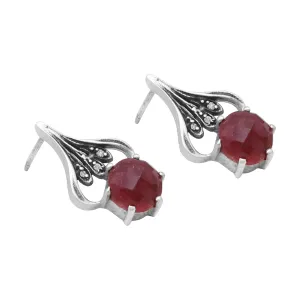 Natural Red Jasper Coral Silver Stud's