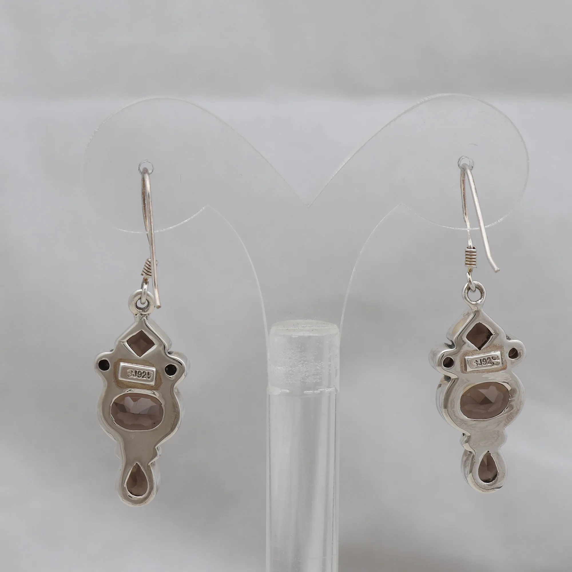Natural Smoky Quartz Silver Earrings