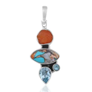 Natural Spiny Oyster Silver Pendant