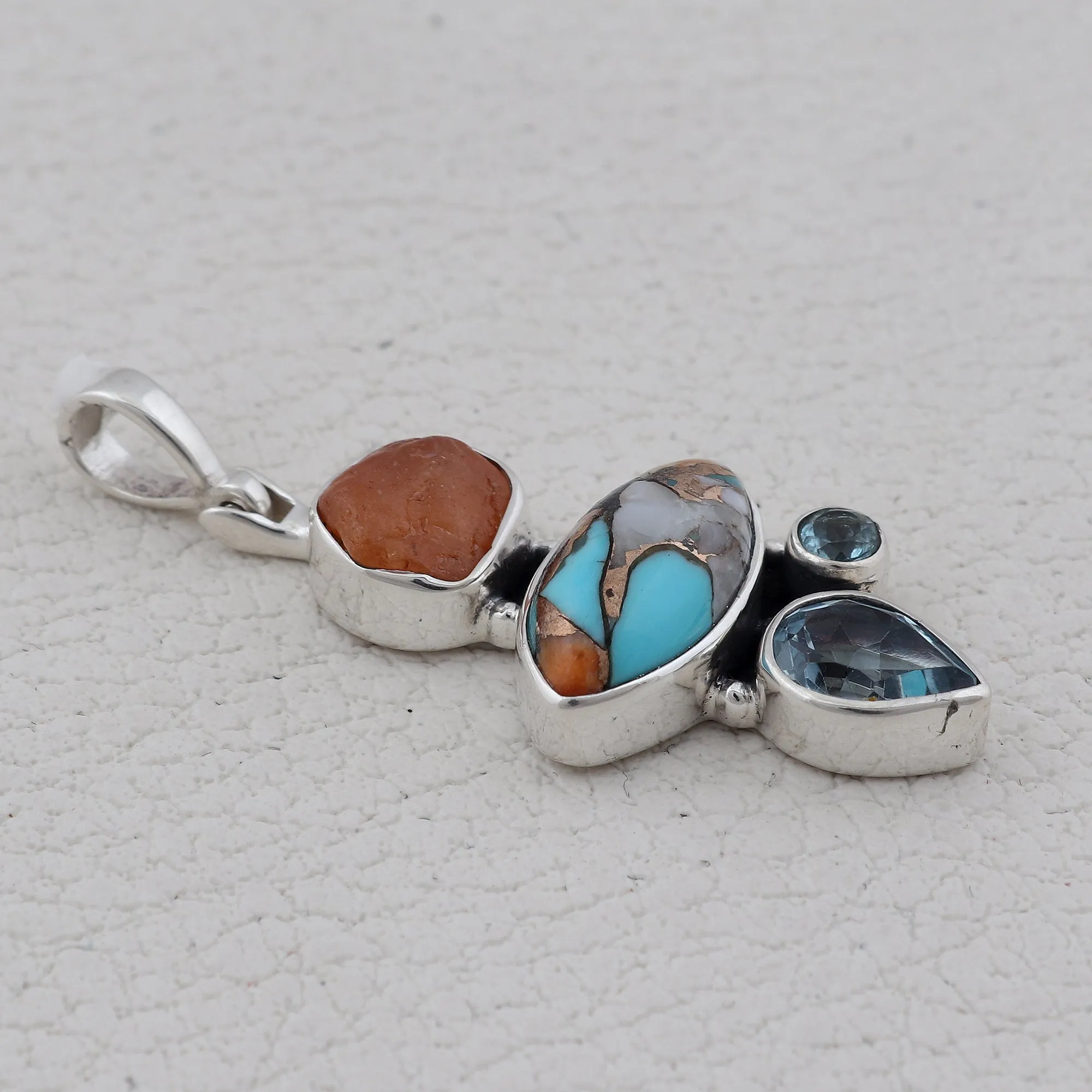 Natural Spiny Oyster Silver Pendant