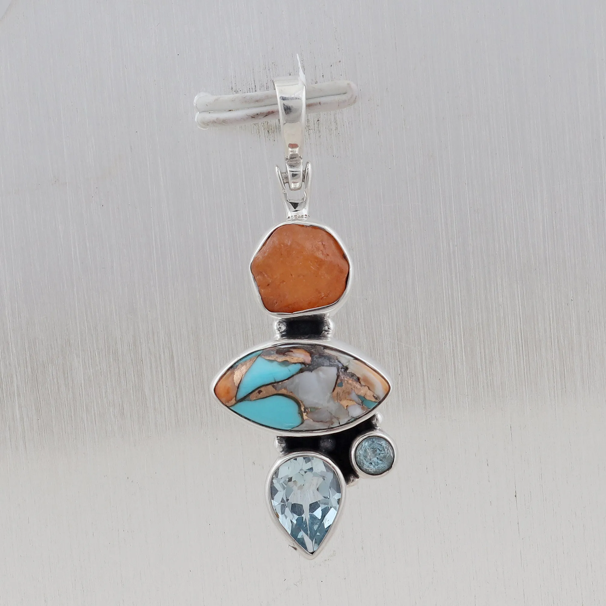 Natural Spiny Oyster Silver Pendant