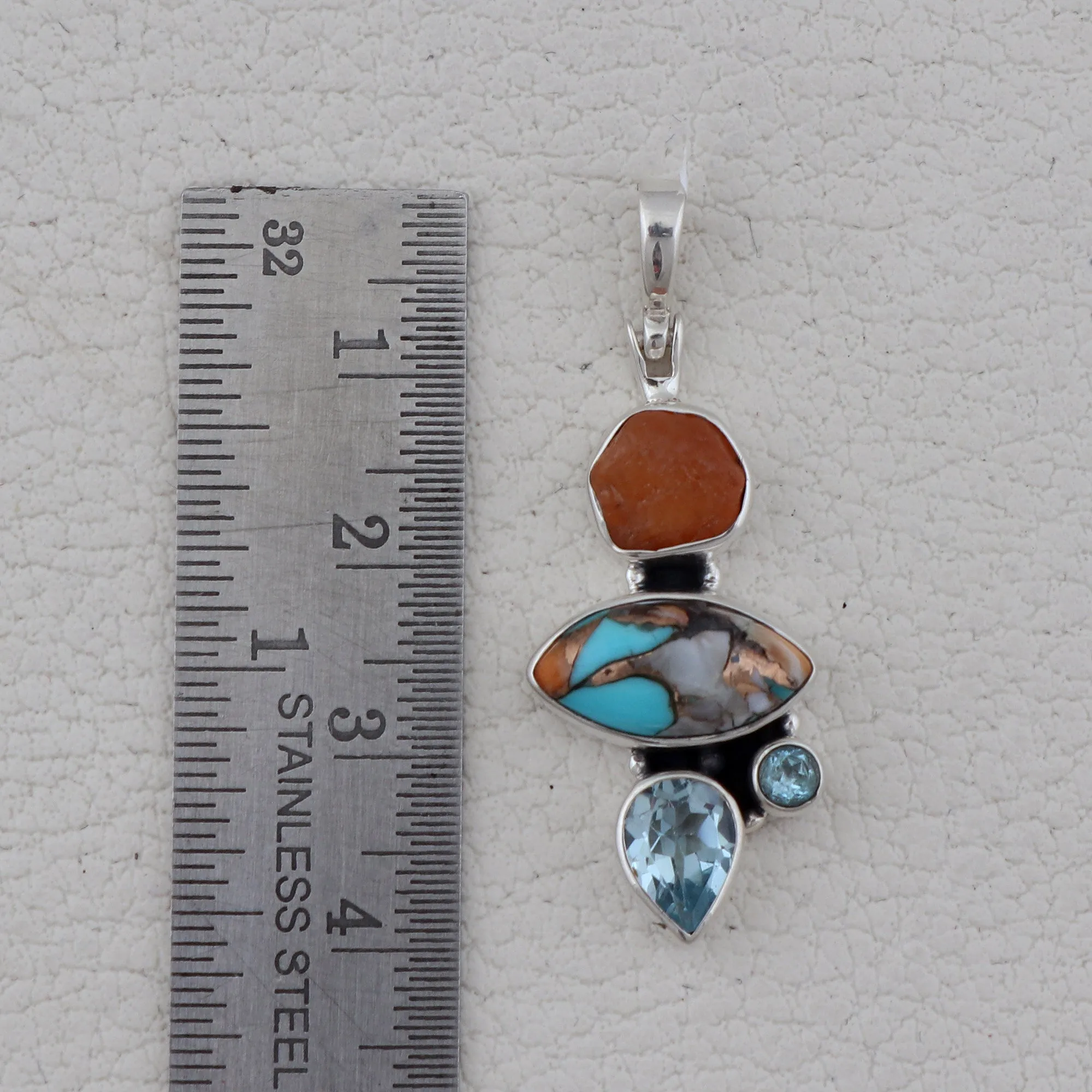 Natural Spiny Oyster Silver Pendant