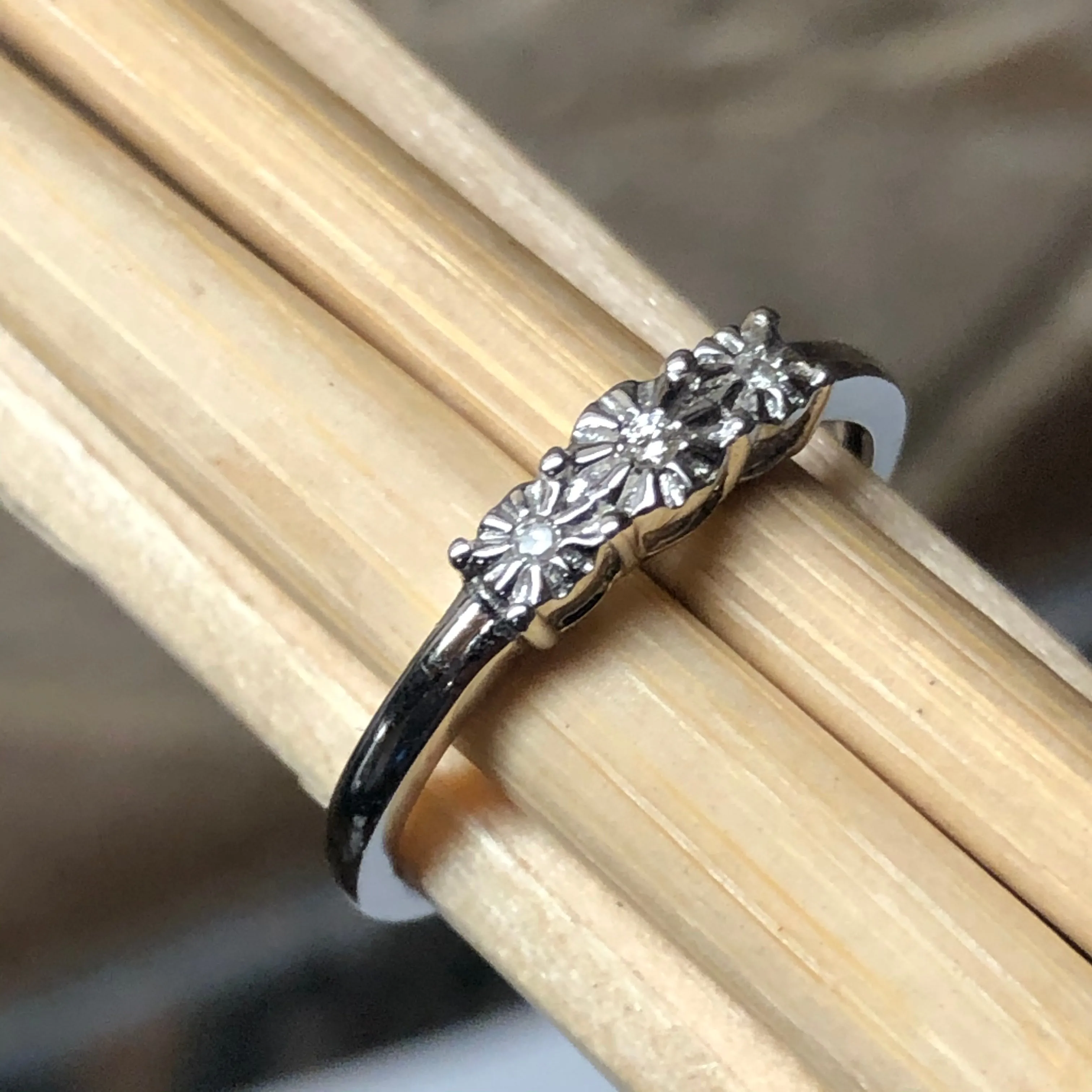 Natural White Diamond 9k White Gold Engagement Ring Size 6, 7.25