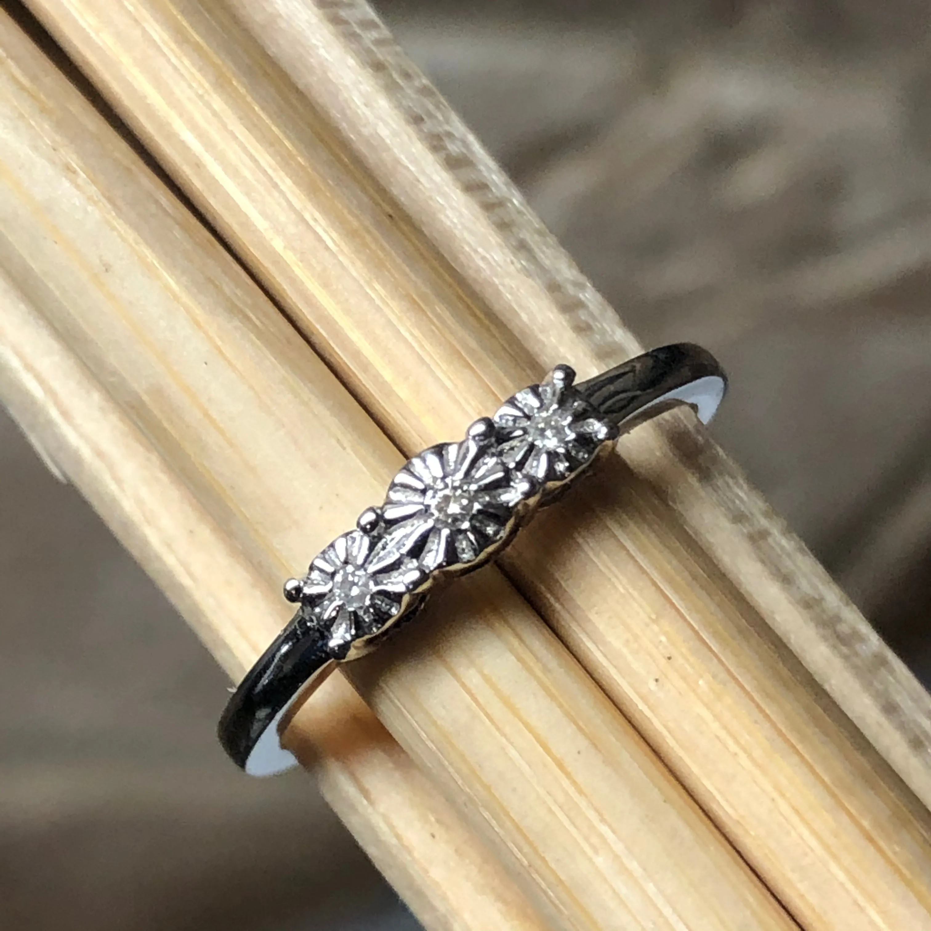 Natural White Diamond 9k White Gold Engagement Ring Size 6, 7.25
