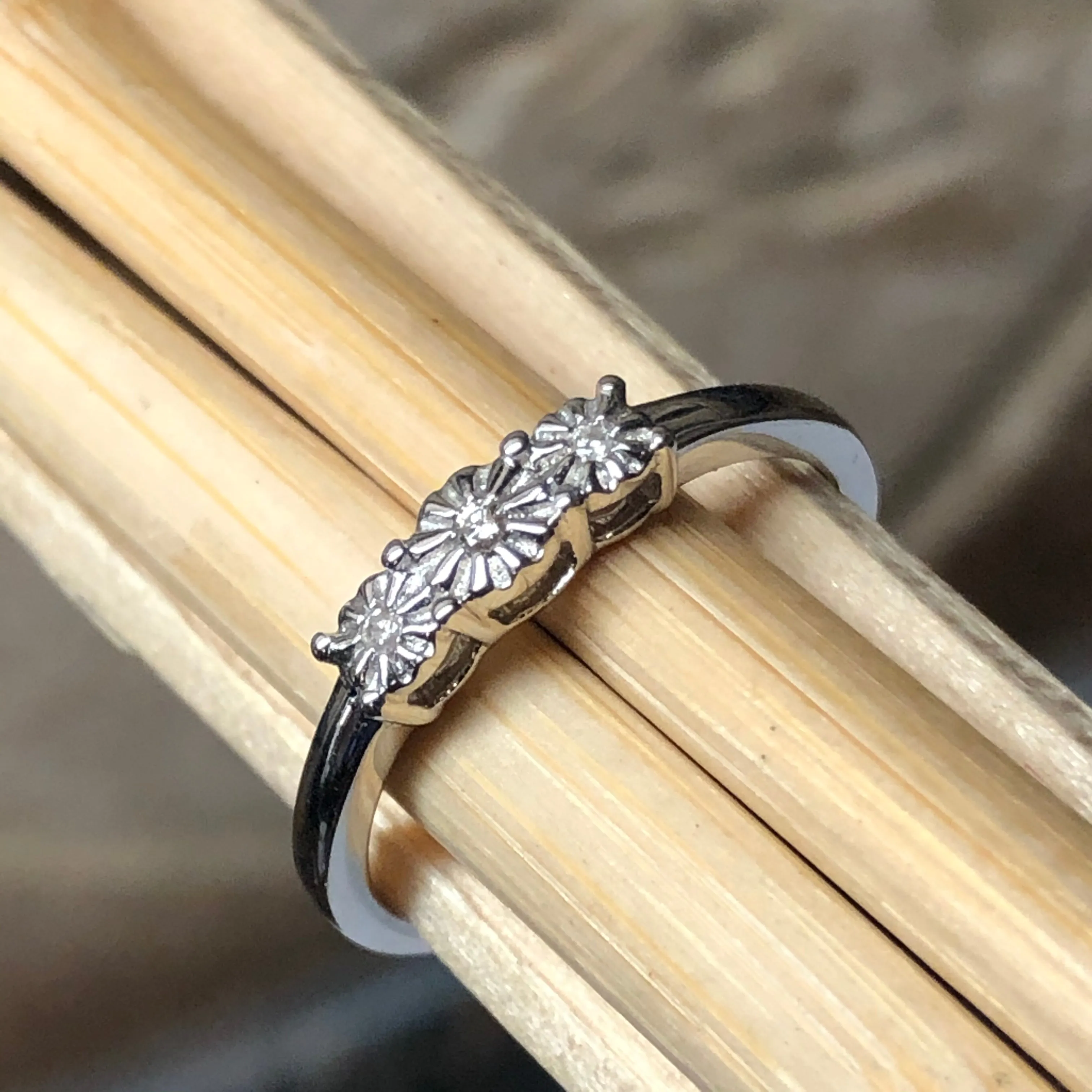 Natural White Diamond 9k White Gold Engagement Ring Size 6, 7.25