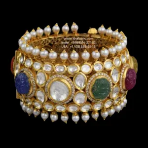 Navaratan Jewelry,Pure Silver Jewelry Indian ,polki bangles,Indian bangles,Indian Bridal,Indian Wedding Jewelry-SHABURIS jewelry