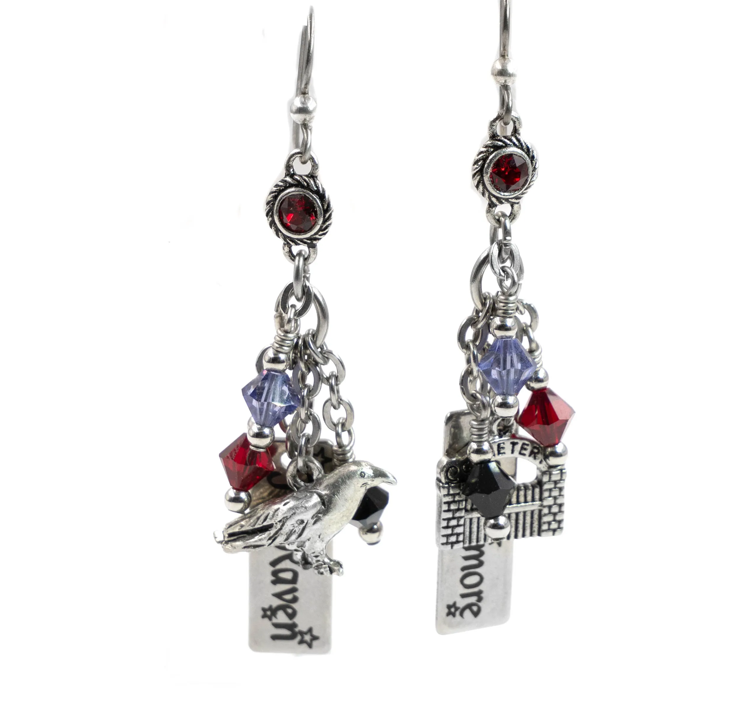 Nevermore Raven Poe Earrings