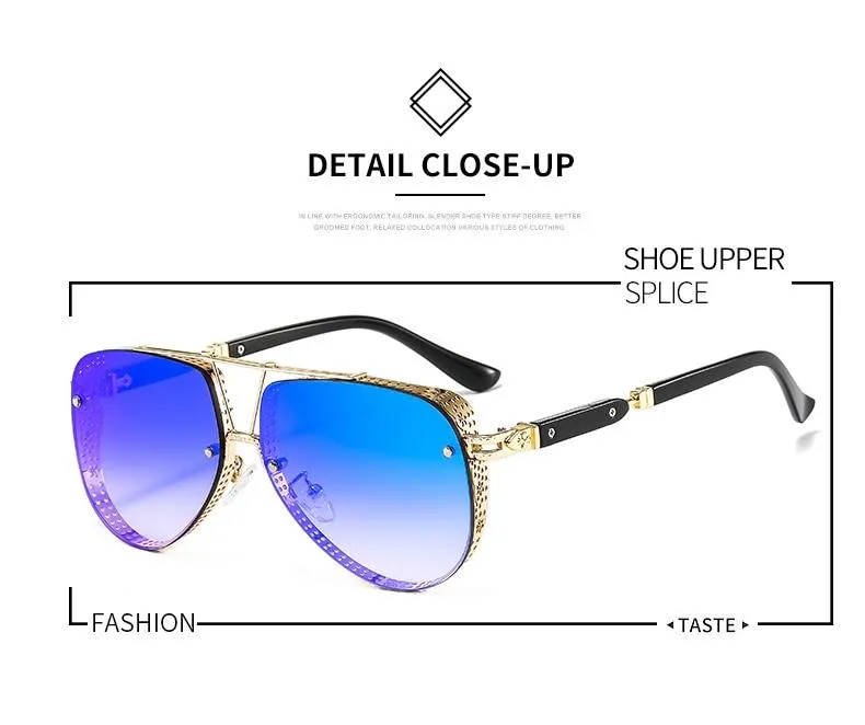 New Hollow Pattern Oval Sunglasses Men Women Luxury Trend Brand Designer Metal Alloy Frame All Fitness Sun Glasses UV400