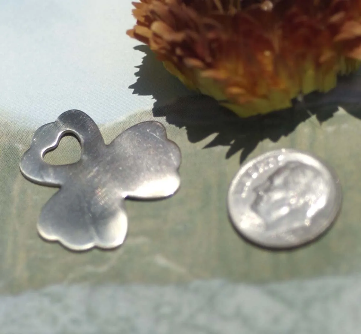 Nickel Silver Clover Flower with Heart Blank for Metalworking Stamping Texturing Blanks Soldering