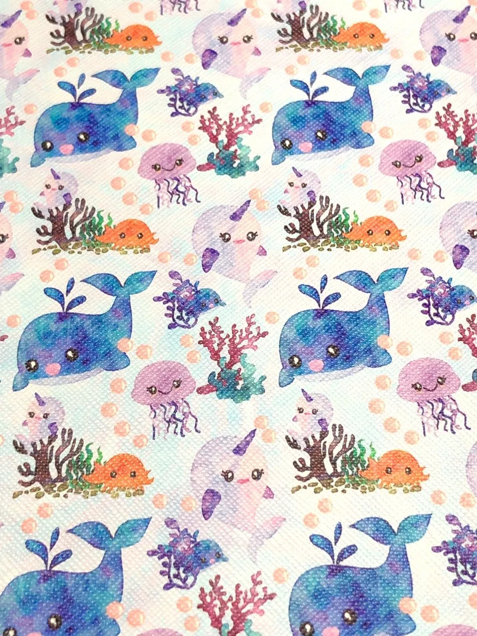 Ocean Creatures Watercolor Faux Leather Sheet USDR