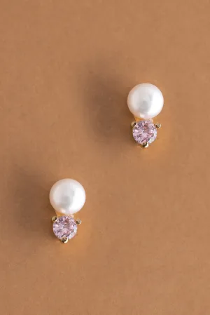 October Pearl Tournaline Stud Earrings
