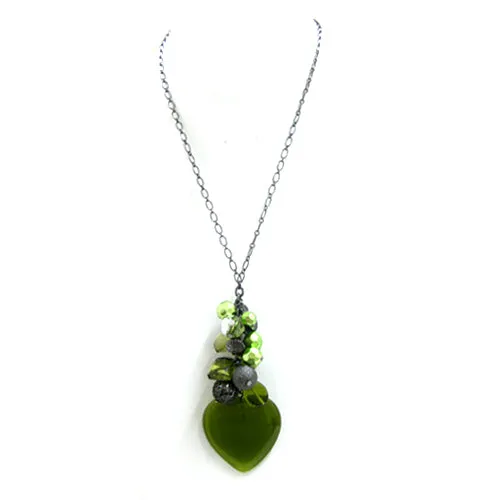 OLIVE NECKLACES  #QN23808-2_GREEN (DC6)