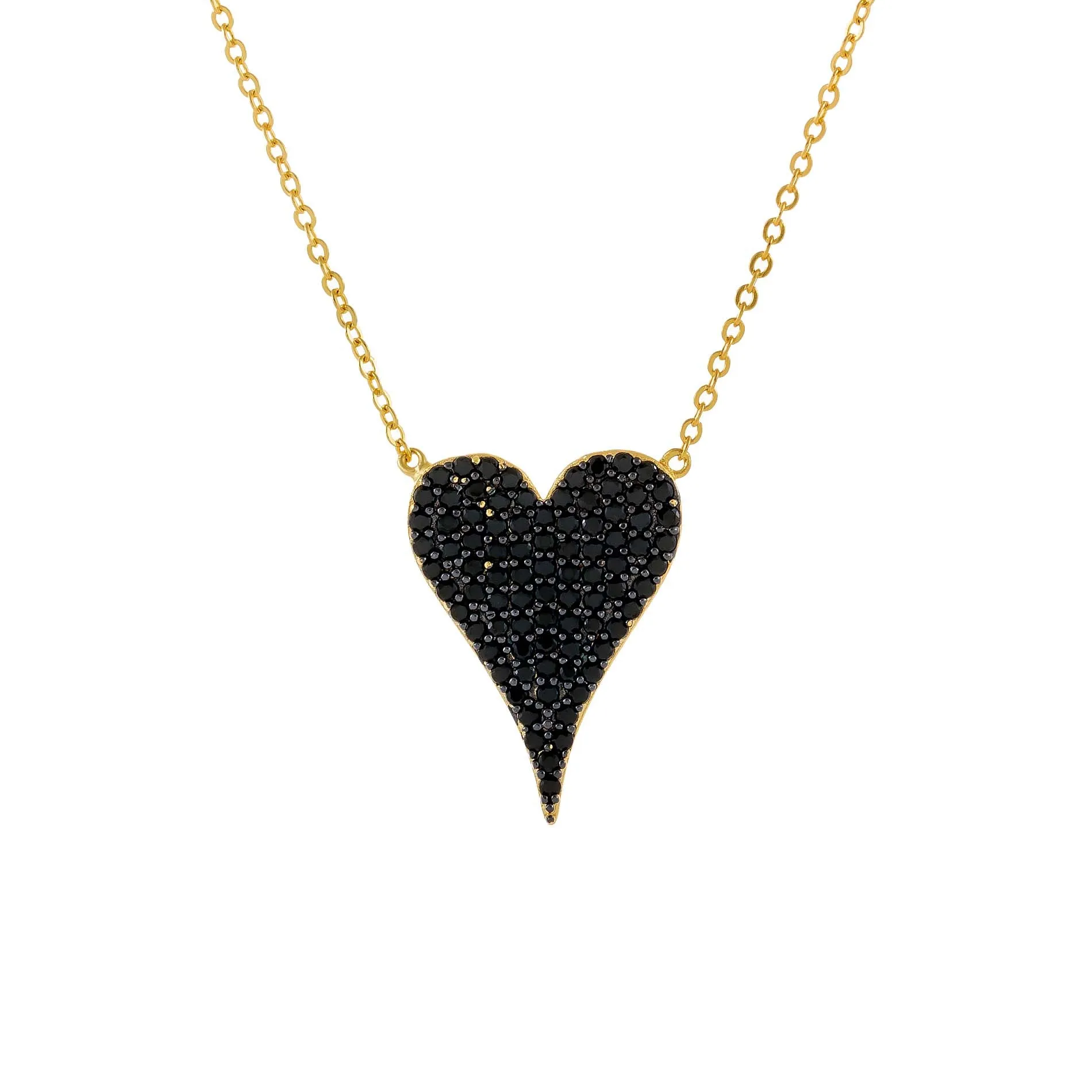 Onyx CZ Heart Necklace