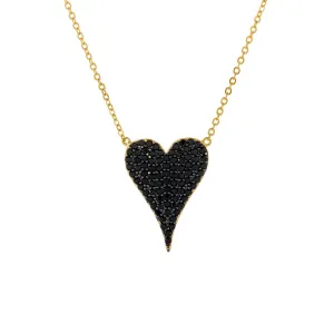 Onyx CZ Heart Necklace