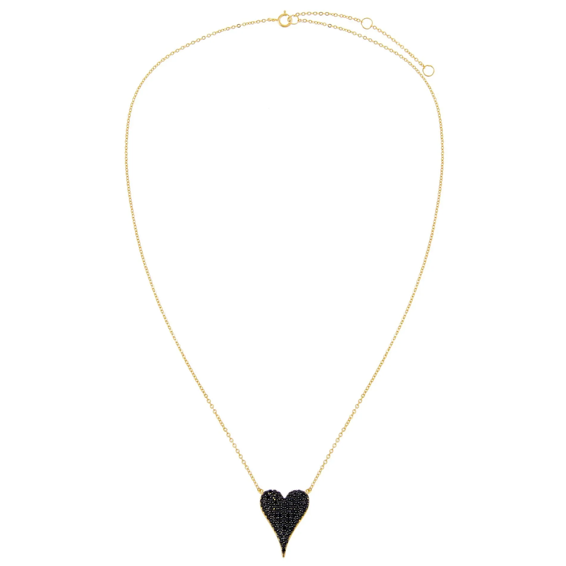 Onyx CZ Heart Necklace