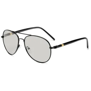 OOLVS Aviator Polarized Sunglasses Photochromic Lens Metal Frame UV Protection Night Vision Driving Sunglasses MS149-2N/3N
