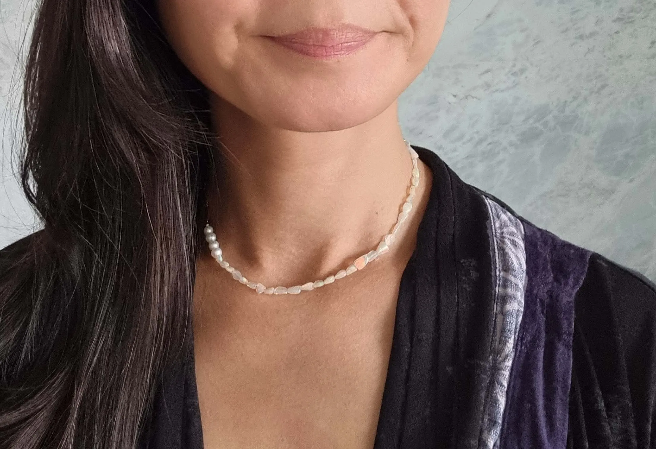 opal clouds | antique chain opal pearl necklace II