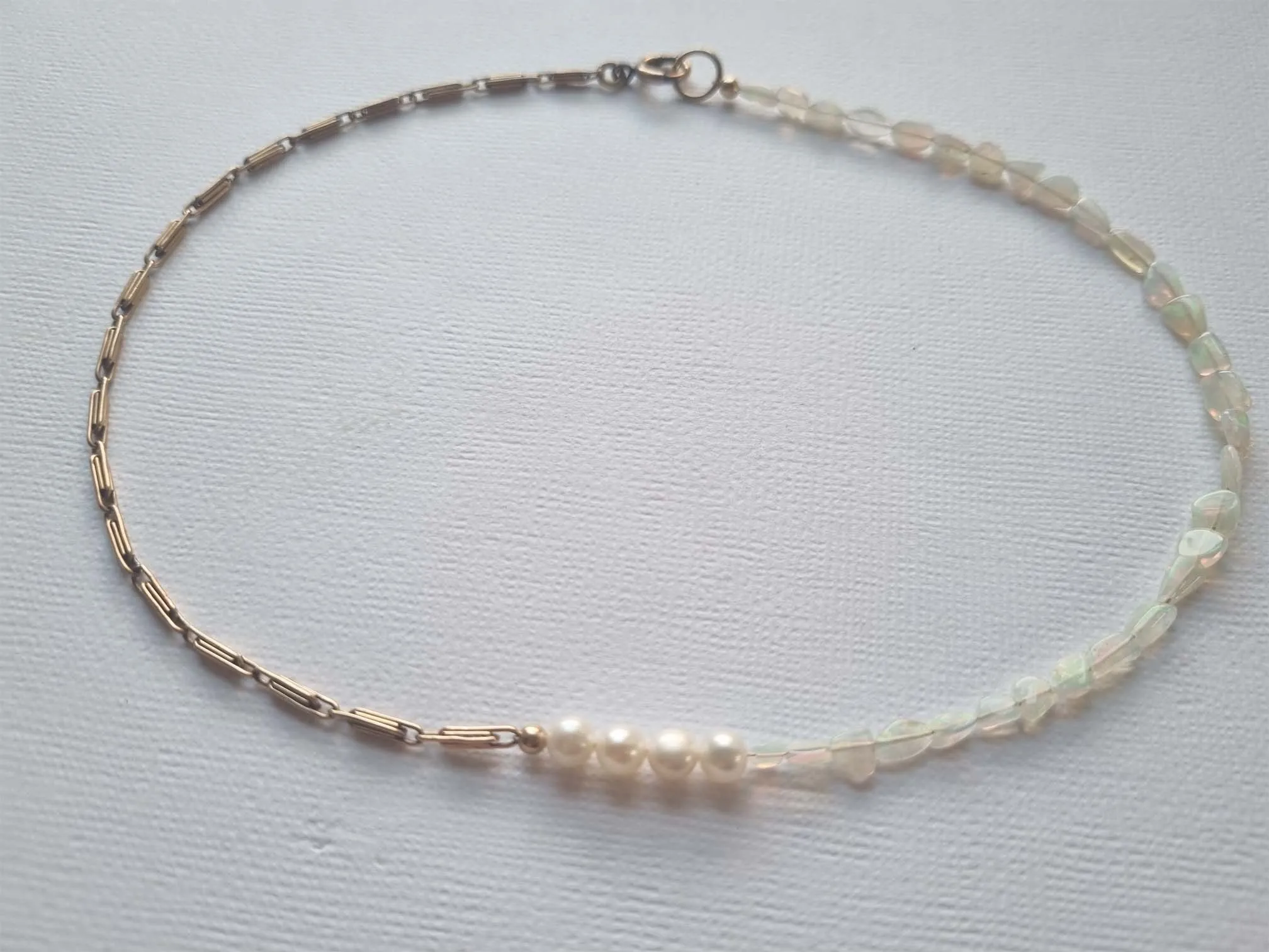 opal clouds | antique chain opal pearl necklace II