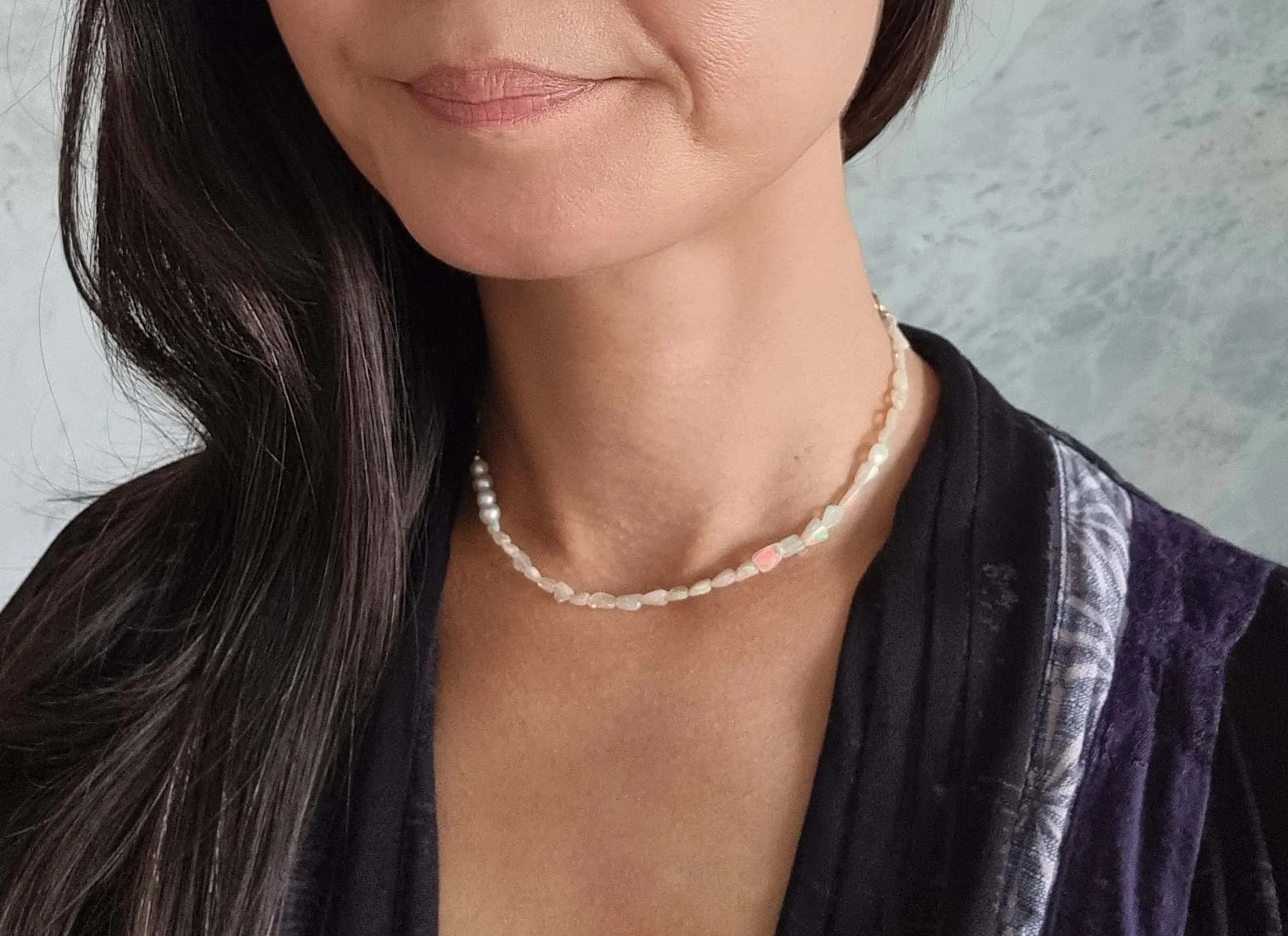 opal clouds | antique chain opal pearl necklace II