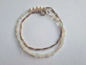 opal clouds | antique chain opal pearl necklace II