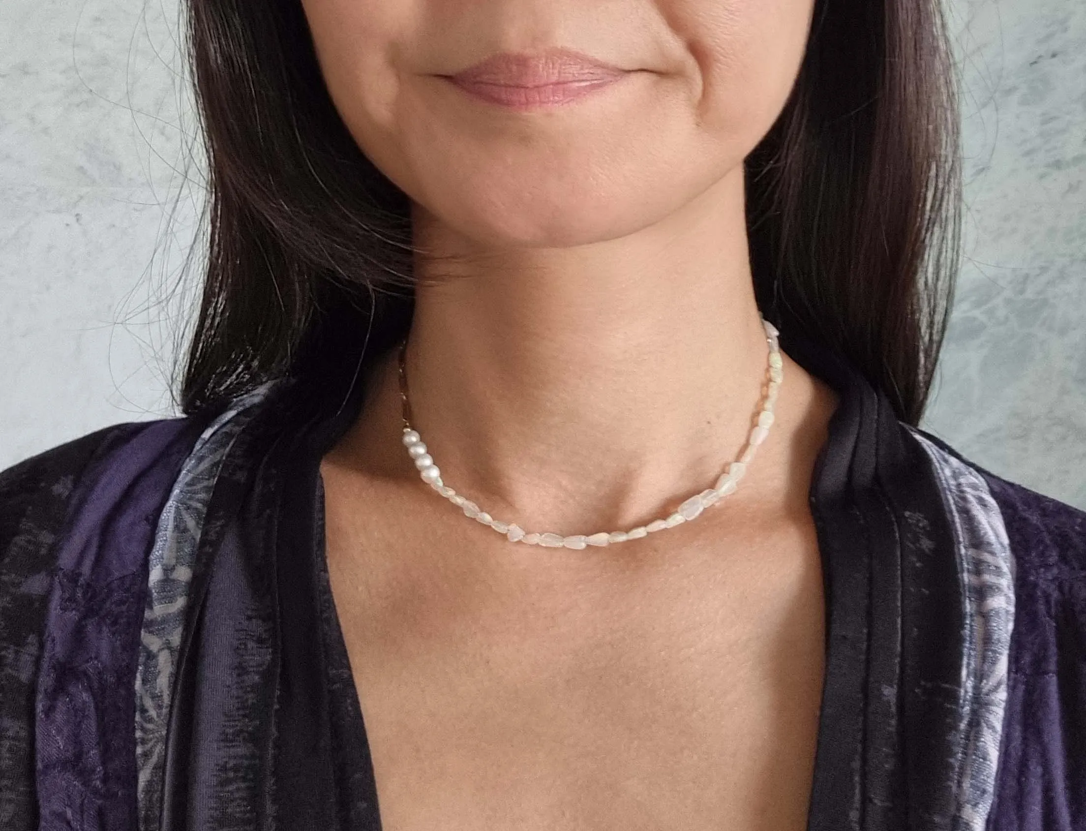 opal clouds | antique chain opal pearl necklace II
