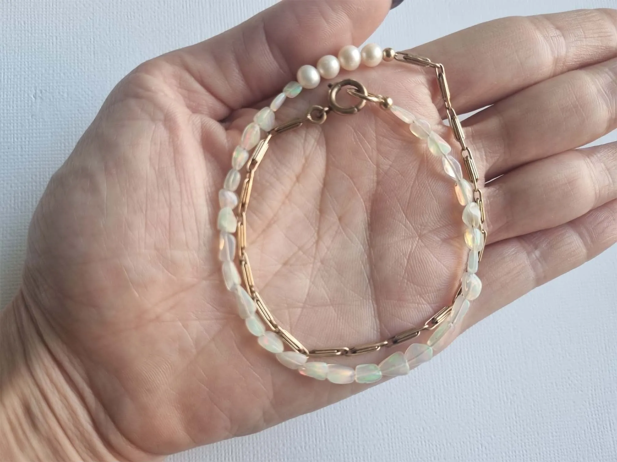 opal clouds | antique chain opal pearl necklace II