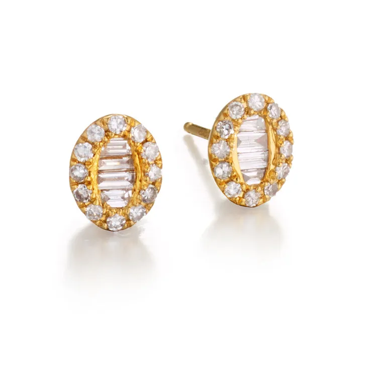 Oval Diamond Baguette Earrings | more gold options