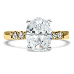 Oval Diamond Engagement Ring 2 Carat | Solitaire with Accents | 14k Yellow Gold | IGI Certified