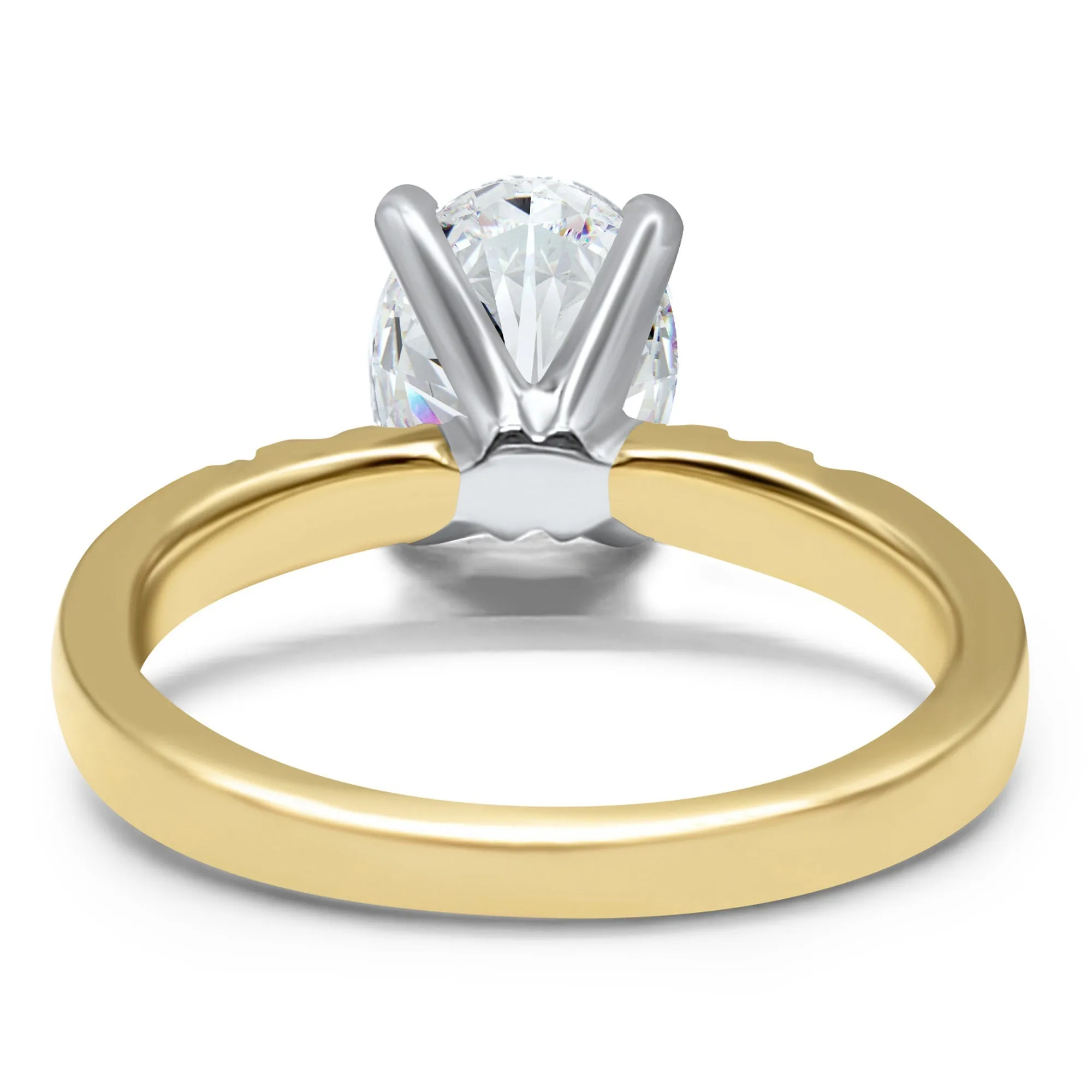 Oval Diamond Engagement Ring 2 Carat | Solitaire with Accents | 14k Yellow Gold | IGI Certified