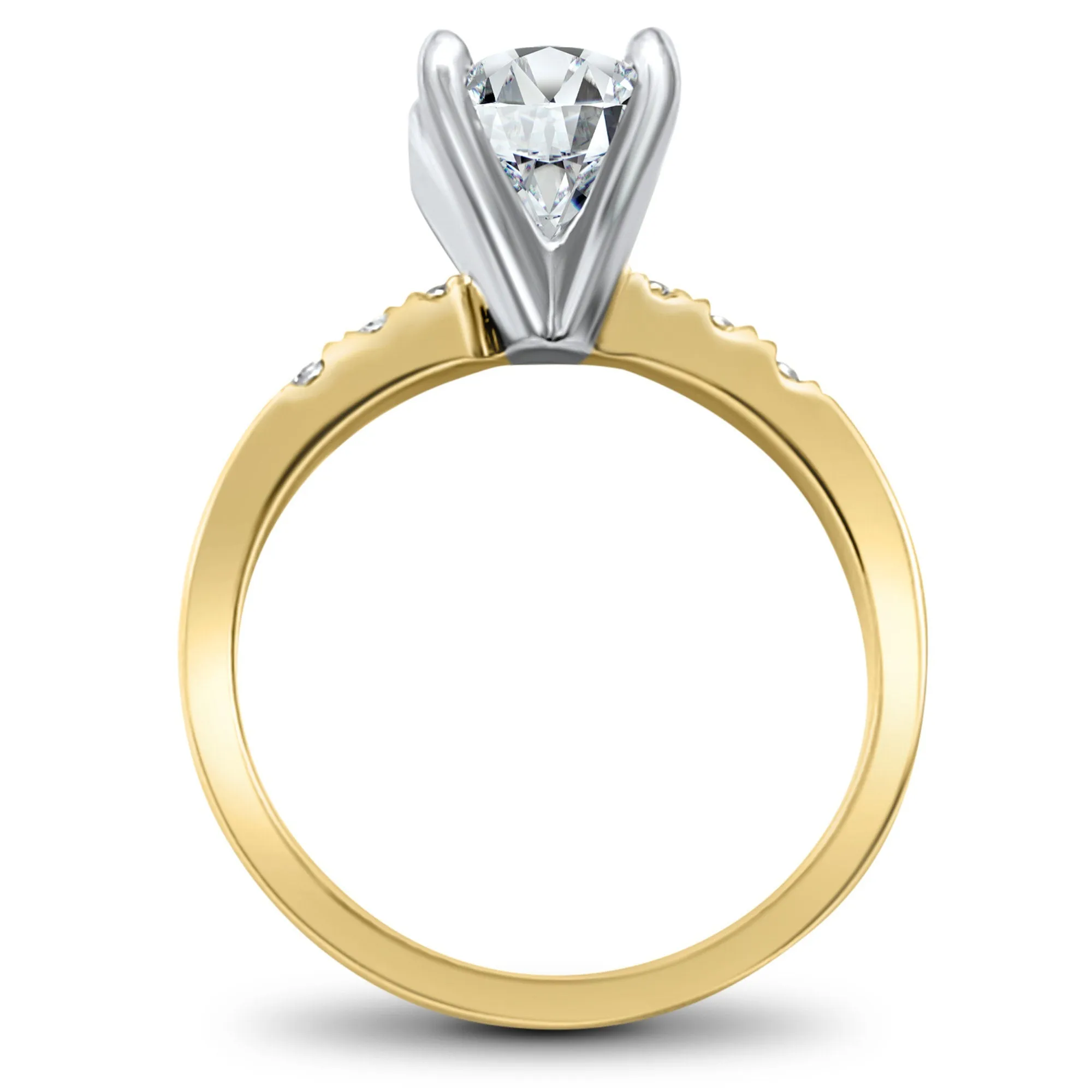 Oval Diamond Engagement Ring 2 Carat | Solitaire with Accents | 14k Yellow Gold | IGI Certified