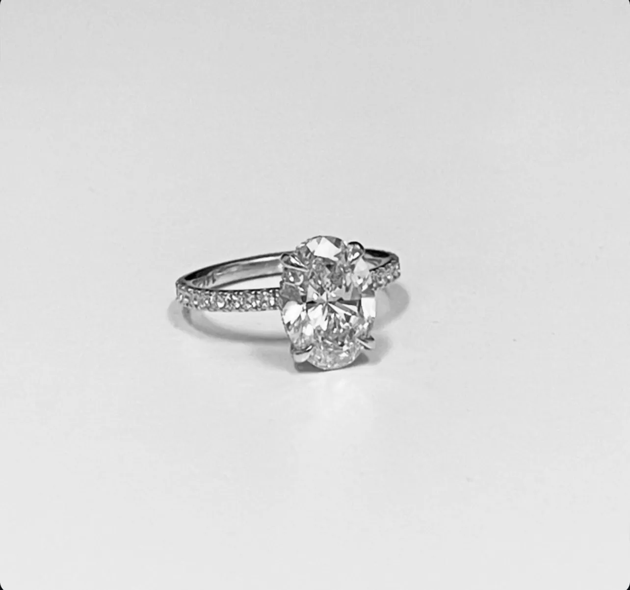 Oval lab grown diamond engagement ring