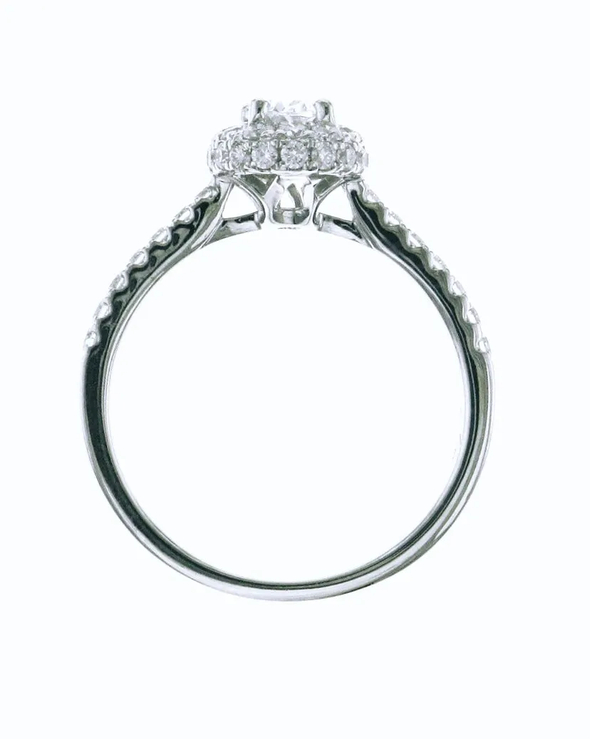 Oval Shape Diamond Halo White Gold Engagement Ring