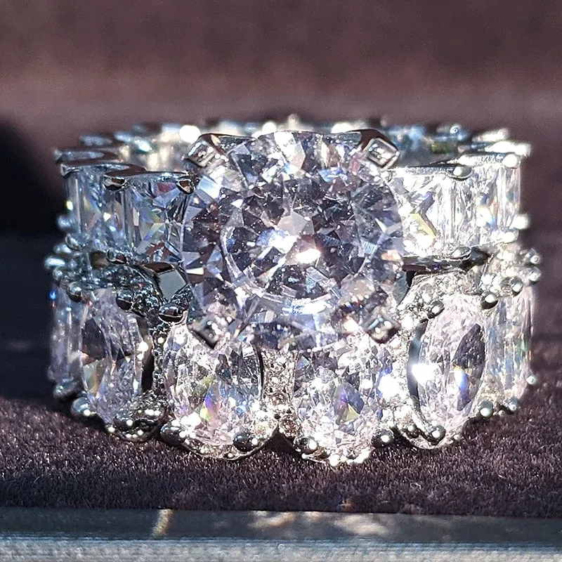 Oval White Sapphire Real 925 Sterling Silver wedding Ring women Engagement jewelry