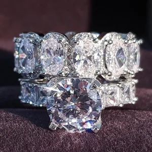 Oval White Sapphire Real 925 Sterling Silver wedding Ring women Engagement jewelry
