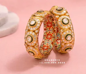 Pacheli Jewelry,Pure Silver Jewelry Indian ,polki bangles,Indian bangles,Indian Bridal,Indian Wedding Jewelry-SHABURIS jewelry