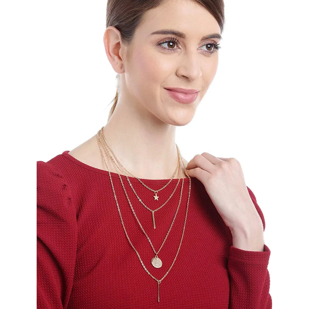Pack of 2 Star Coin Line & Heart Layered Pendant