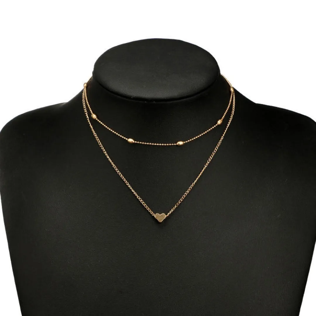Pack of 2 Star Coin Line & Heart Layered Pendant